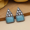 Sky Blue Color Monalisa Stone Oxidised Earrings (GSE2831SBLU)