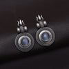 Gray Color Monalisa Stone Oxidised Earrings (GSE2832GRY)