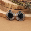 Black Color Monalisa Stone Oxidised Earrings (GSE2833BLK)