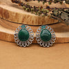 Green Color Monalisa Stone Oxidised Earrings (GSE2833GRN)