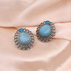 Sky Blue Color Monalisa Stone Oxidised Earrings (GSE2833SBLU)
