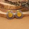Yellow Color Monalisa Stone Oxidised Earrings (GSE2833YLW)