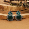 Green Color Monalisa Stone Oxidised Earrings (GSE2834GRN)