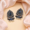 Blue Color Monalisa Stone Oxidised Earrings (GSE2835BLU)