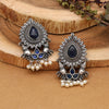 Blue Color Monalisa Stone Oxidised Earrings (GSE2835BLU)