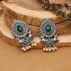 Green Color Monalisa Stone Oxidised Earrings (GSE2835GRN)