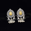 Yellow Color Monalisa Stone Oxidised Earrings (GSE2835YLW)