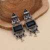Black Color Monalisa Stone Oxidised Earrings (GSE2836BLK)