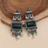 Green Color Monalisa Stone Oxidised Earrings (GSE2836GRN)