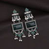 Green Color Monalisa Stone Oxidised Earrings (GSE2836GRN)