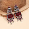 Maroon Color Monalisa Stone Oxidised Earrings (GSE2836MRN)