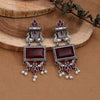 Maroon Color Monalisa Stone Oxidised Earrings (GSE2836MRN)