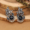 Black Color Lord Radha Krishna Monalisa Stone Oxidised Earrings (GSE2837BLK)