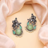 Light Green Color Lord Radha Krishna Monalisa Stone Oxidised Earrings (GSE2837LGRN)