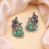 Pista Green Color Lord Radha Krishna Monalisa Stone Oxidised Earrings (GSE2837PGRN)