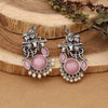 Pink Color Lord Radha Krishna Monalisa Stone Oxidised Earrings (GSE2837PNK)