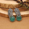 Pista Green Color Monalisa Stone Oxidised Earrings (GSE2838PGRN)