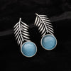 Sky Blue Color Monalisa Stone Oxidised Earrings (GSE2838SBLU)