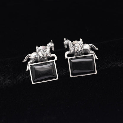 Black Color Monalisa Stone Oxidised Earrings (GSE2839BLK)