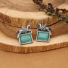 Pista Green Color Monalisa Stone Oxidised Earrings (GSE2839PGRN)
