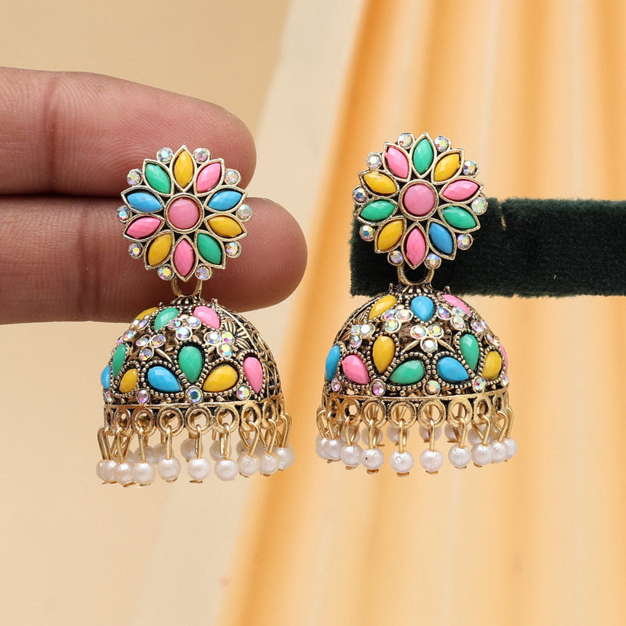 Star India Gold Plated Dangler Earrings With Maangtikka