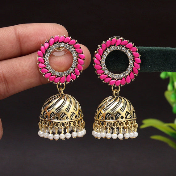 Buy Classic Oxidised Silver Big Drop Jhumka Earrings Online – The Jewelbox