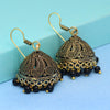 Rajasthani Traditional Wedding Collection Gold Oxidised Black Color Beaded Jhumka Earrings (GSE599)