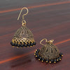 Rajasthani Traditional Wedding Collection Gold Oxidised Black Color Beaded Jhumka Earrings (GSE599)