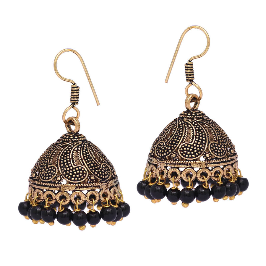 Pink Lotus Rajasthani Meenakari Jhumka Earring - Mrigangi