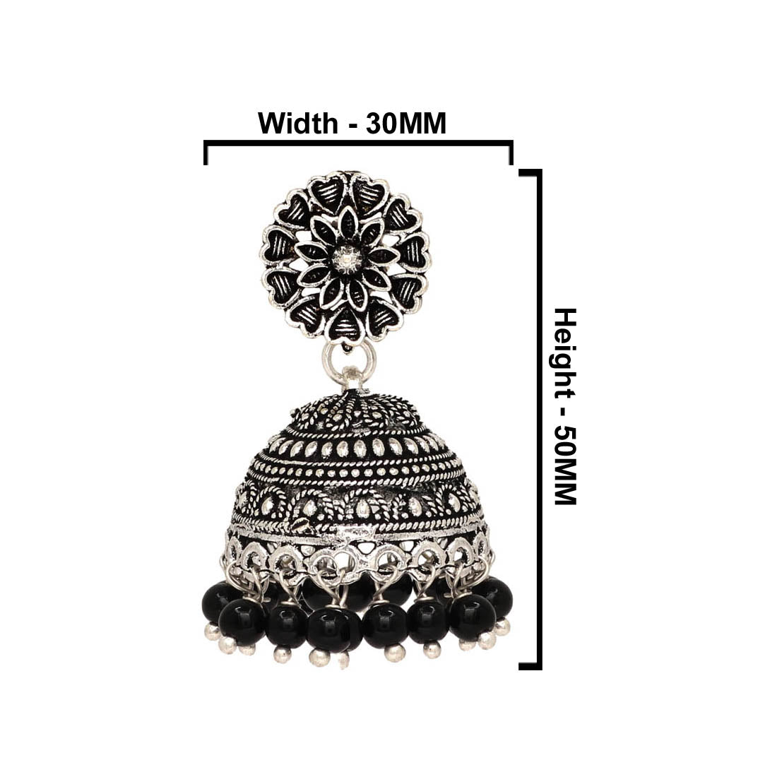 Oxidised Silver Plated Black Color Earrings Jewellery (GSE676BLK)