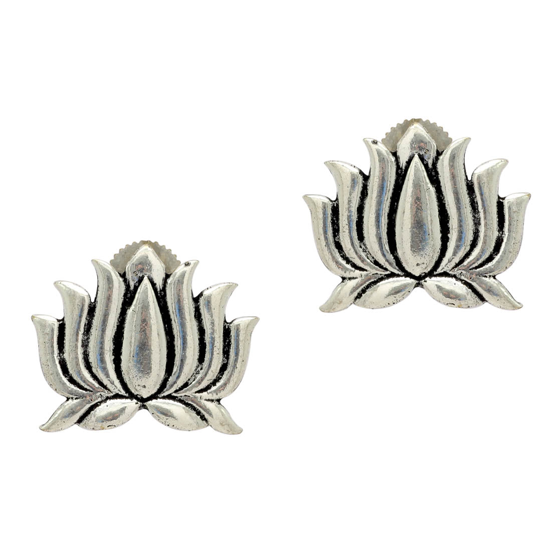 Oxidised Silver Plated Traditional Earrings (GSE724SLV)