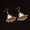 Gold Color Mirror Work Oxidised Drop Earrings (GSE784GLD)
