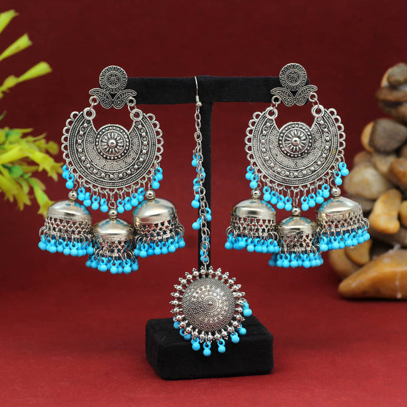 Oxidised Earrings Tikka Set