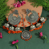 Orange Color Oxidised Earrings Tikka Set (GSMTE101ORG)