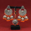 Orange Color Oxidised Earrings Tikka Set (GSMTE101ORG)