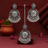 Silver Color Oxidised Earrings Tikka Set (GSMTE128SLV)