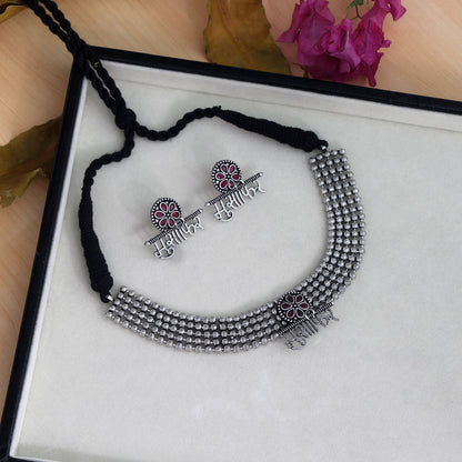 Maroon Color Oxidised Temple Necklace Set (GSN1304MRN)