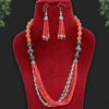 Dark Peach Color Oxidised Beads Necklace Set (GSN1605DPCH)