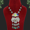 Multi Color Mirror Work Oxidised Necklace (GSN1615MLT)