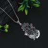 Maroon & Green Color Peacock Insparied Oxidised Necklace (GSN1619MG)