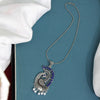 Blue Color Peacock Insparied Oxidised Necklace (GSN1621BLU)