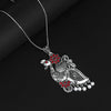 Red Color Peacock Insparied Oxidised Necklace (GSN1622RED)