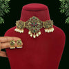 Maroon & Green Color Choker Oxidised Necklace Set (GSN1676MG)