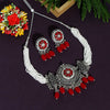Red Color Choker Oxidised Necklace Set (GSN1808RED)