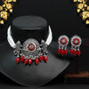 Red Color Choker Oxidised Necklace Set (GSN1808RED)