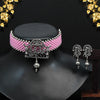 Pink Color Choker Oxidised Necklace Set (GSN1837PNK)