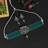 Green Color Choker Oxidised Temple Necklace Set (GSN1840GRN)