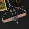 Peach Color Choker Oxidised Temple Necklace Set (GSN1840PCH)