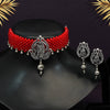 Red Color Choker Oxidised Temple Necklace Set (GSN1844RED)