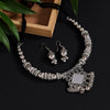 Silver Color Oxidised Mirror Necklace Set (GSN1945SLV)